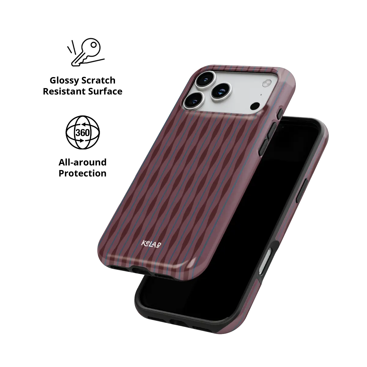 Mulberry | Burgundy Phone Case with Wavy Textured Design