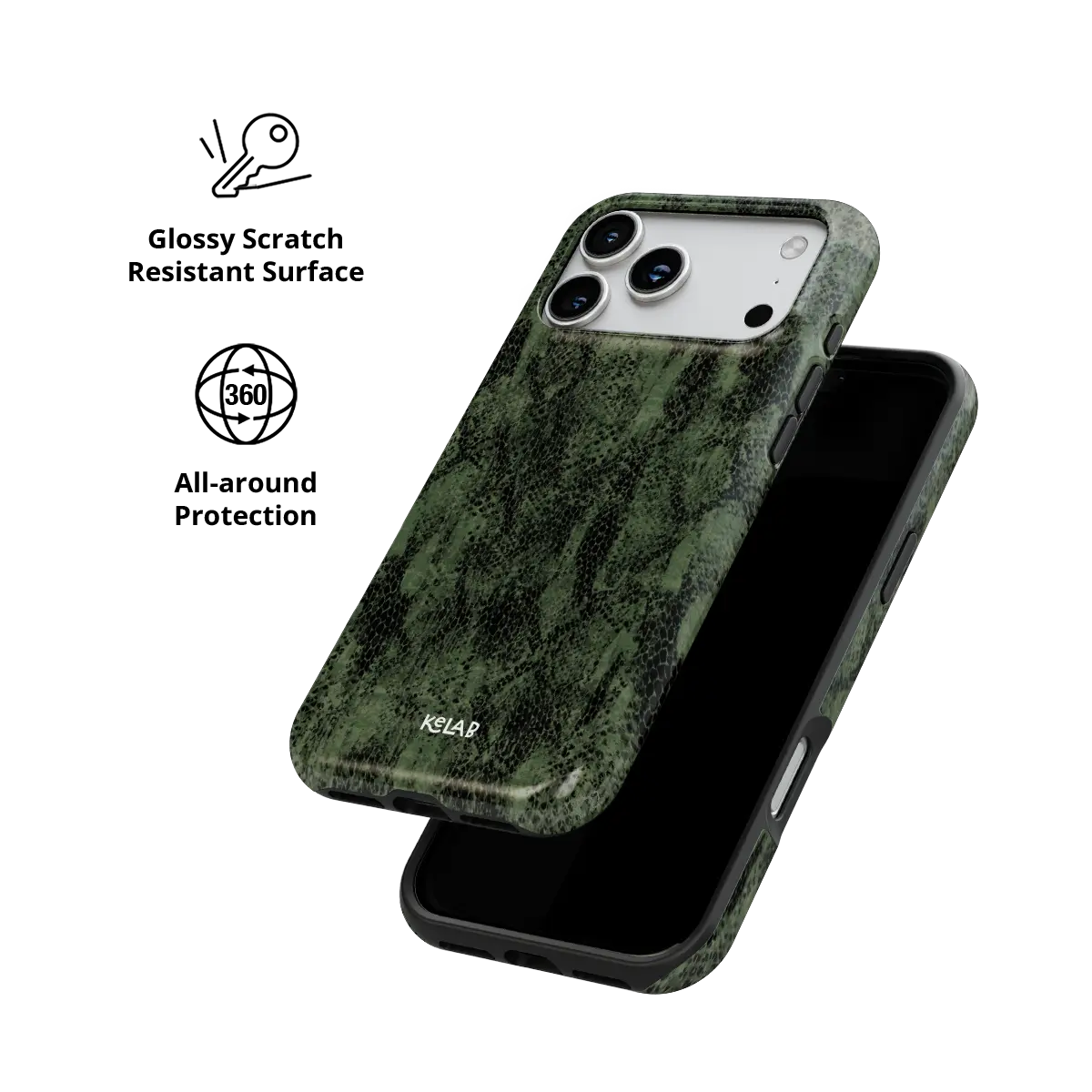 Emerald Python | Textured Olive Snakeskin Phone Case