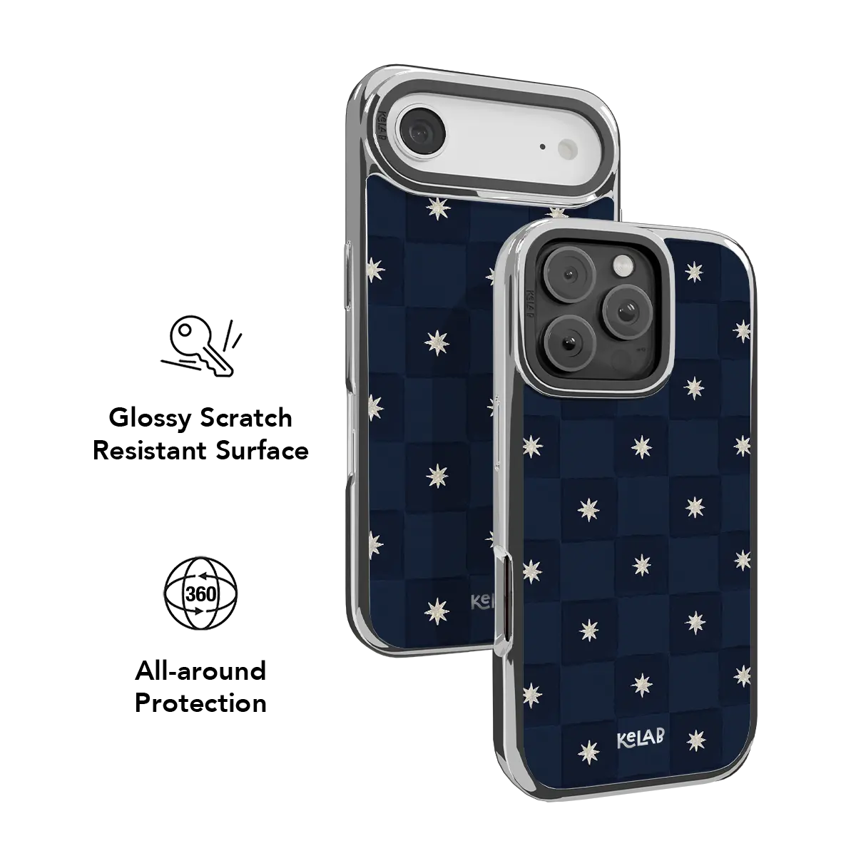 Celestial Check | Navy Checkered Phone Case