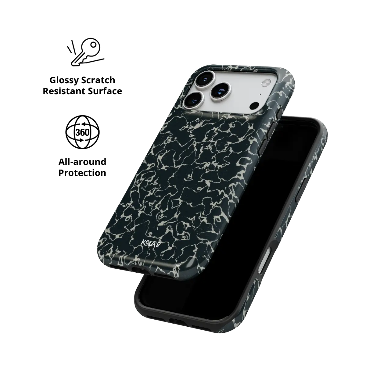 Obsidian Vein | Abstract Black Marble Phone Case