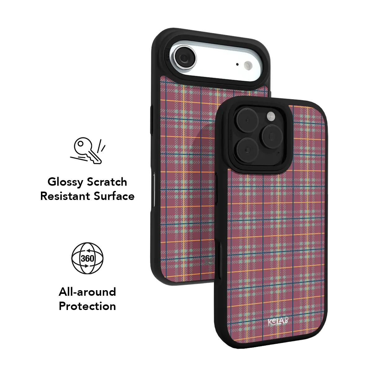 Mullberry Hue | Mauve and Teal Plaid Phone Case