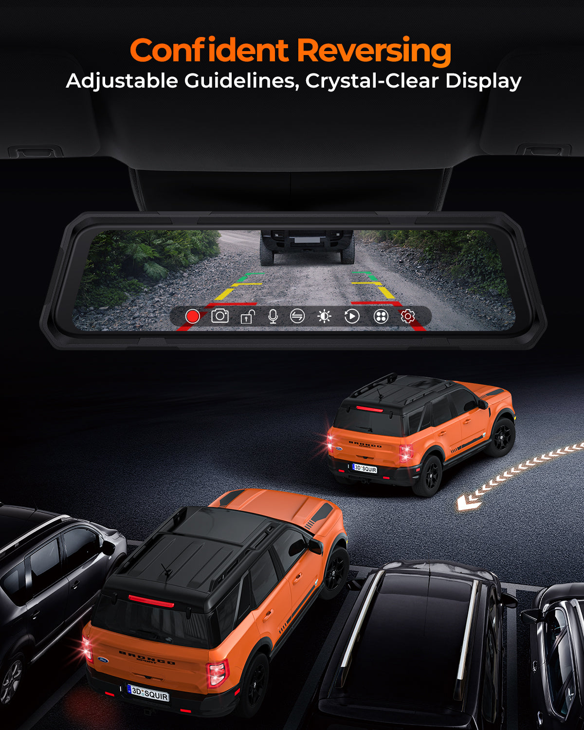 The Legend 2ch Waterproof Rear View Mirror Dash Cam with 4K Front and 2.5K Rear Cameras