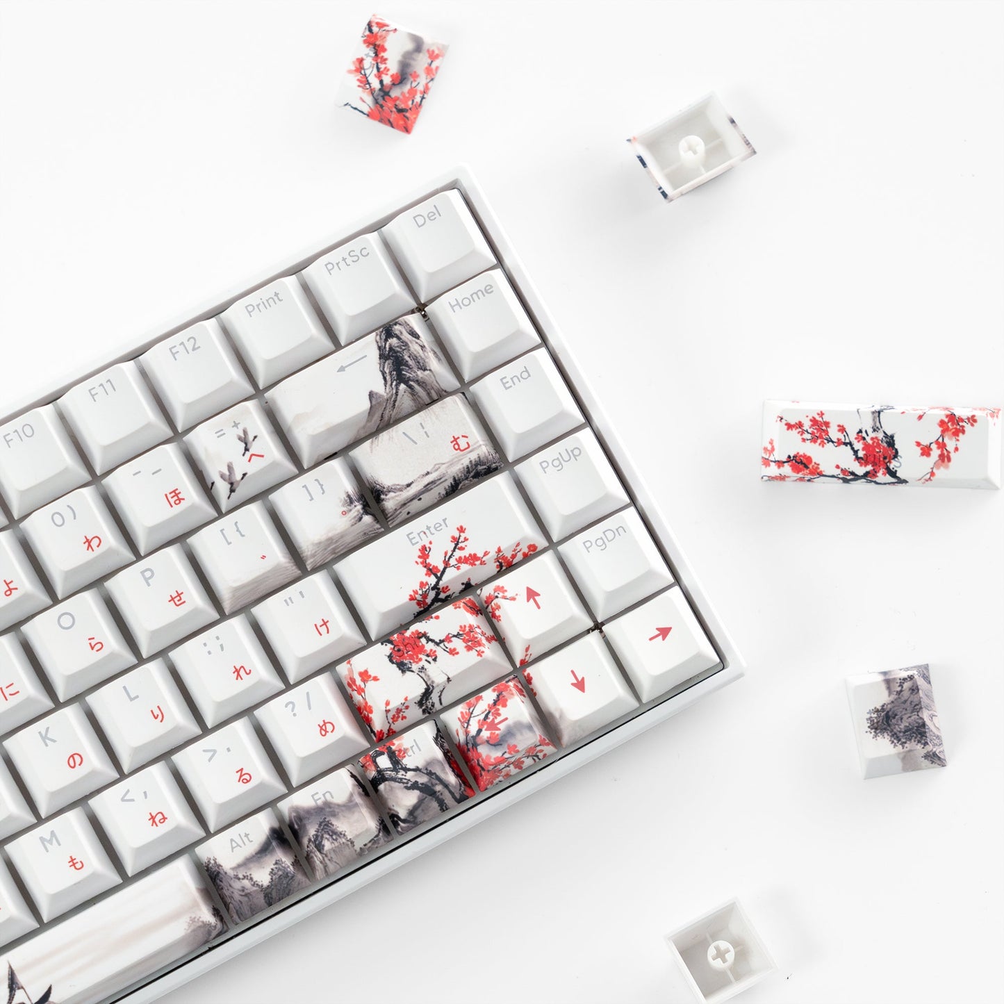 XVX  Plum Blossom Cherry Profile Double shot  5-sided Dye-Sub PBT Keycap Set (127-Key)