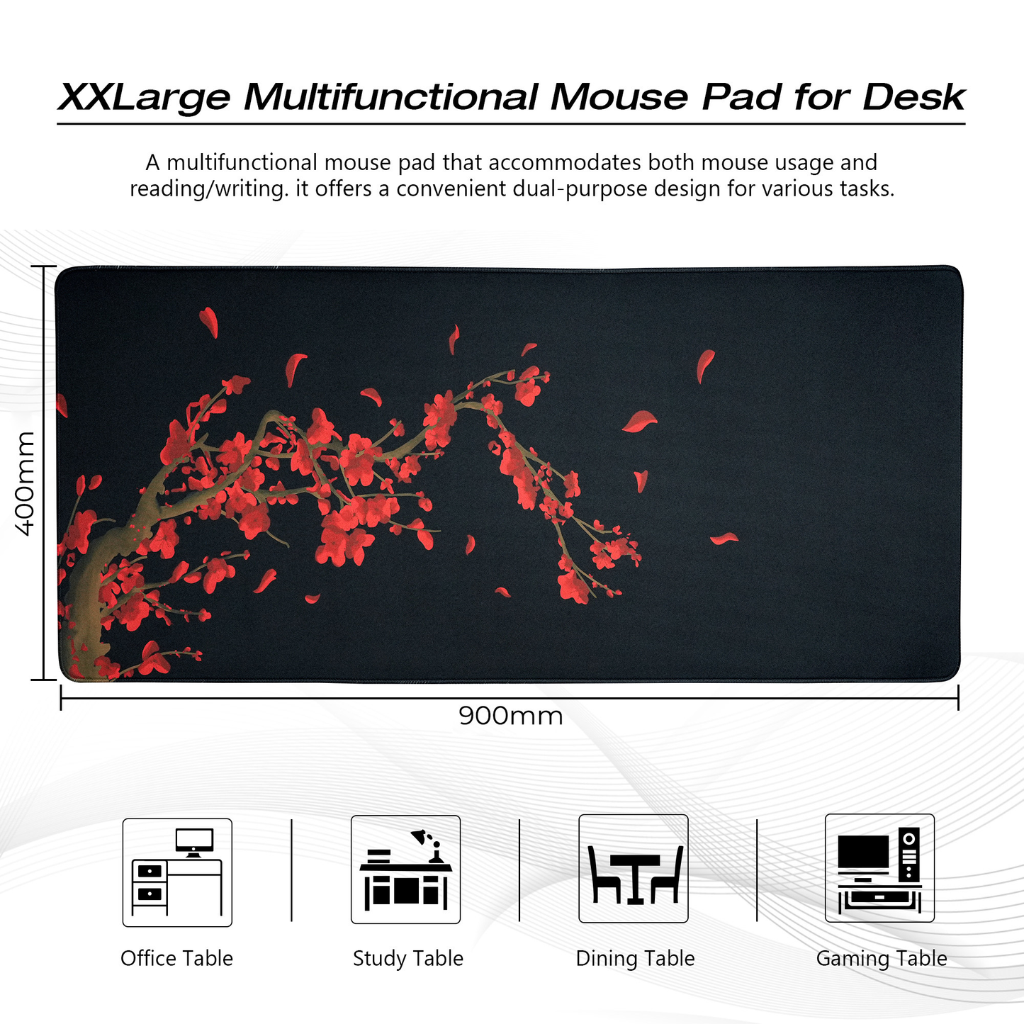 XVX Kanagawa Outline Themed Large Desk Mat