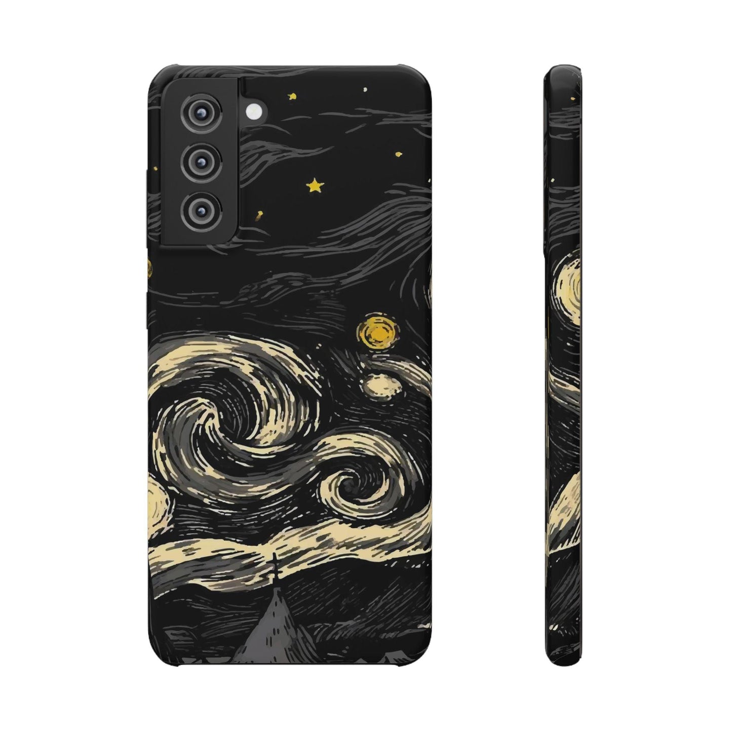 Samsung Clear Silicone Phone Case Black Sky Moon And Stars Pattern