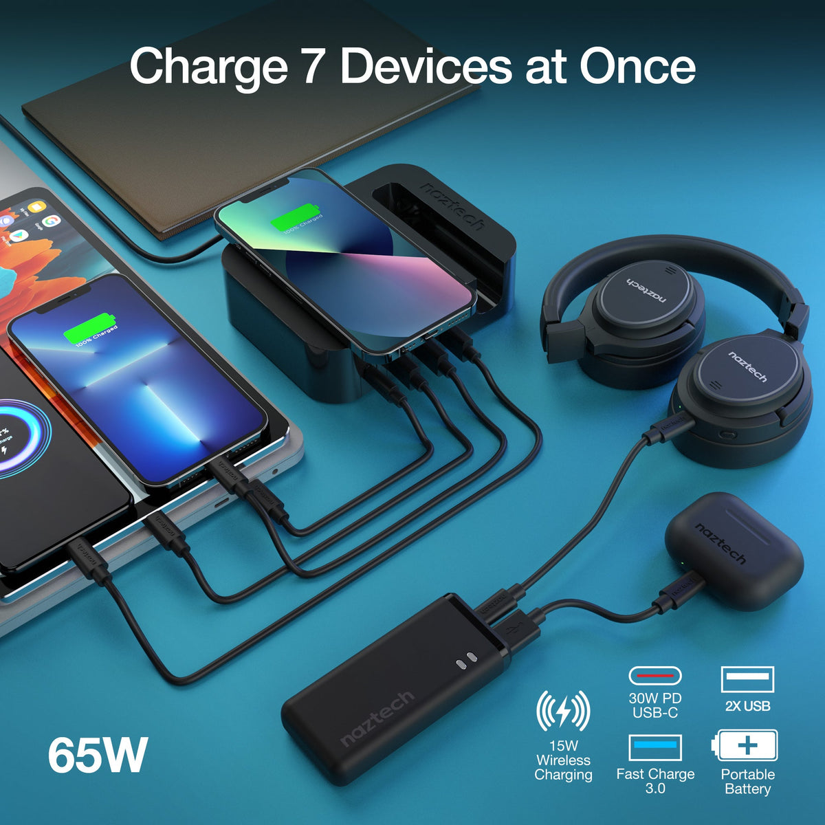 Naztech Ultimate Charging Station Pro to Charge 7 Devices Simultaneously