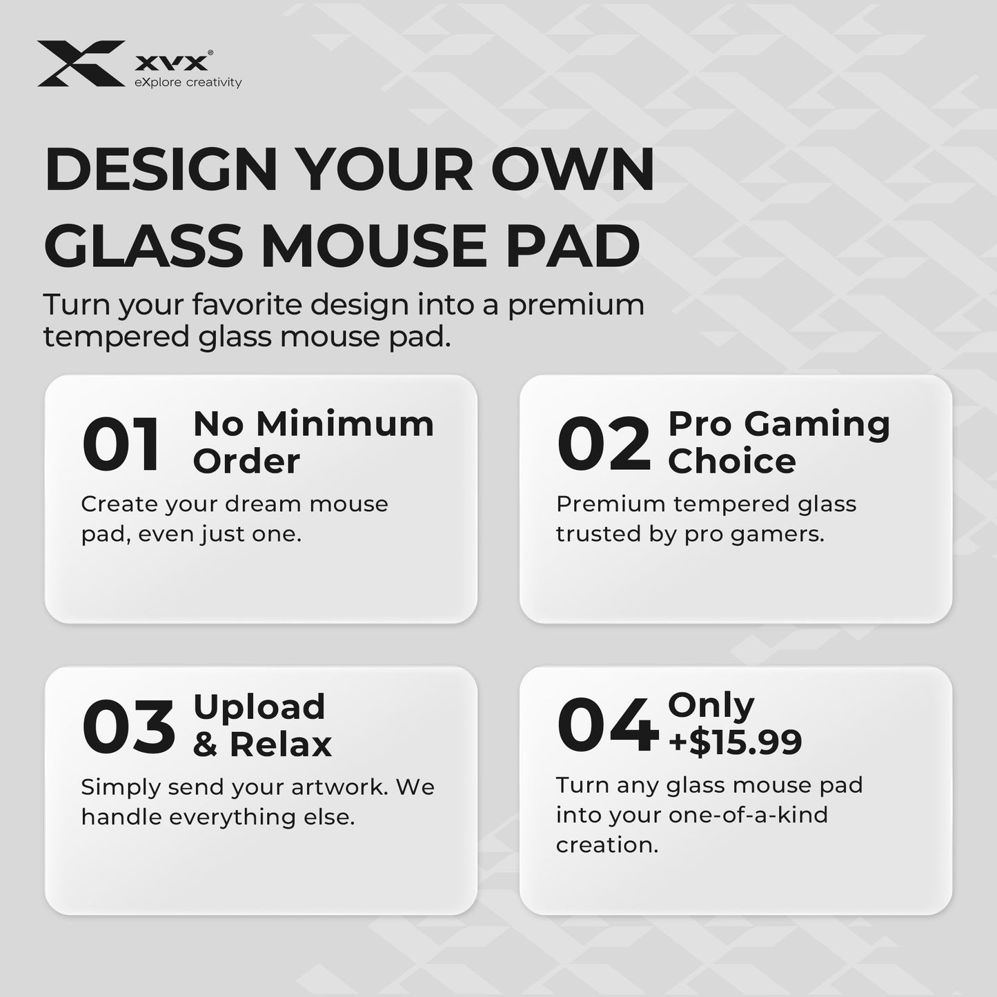 XVX Microcrystalline Mouse Pad Tempered Glass Photovoltaic New Upgrade FPS Electronic Sports Game Office