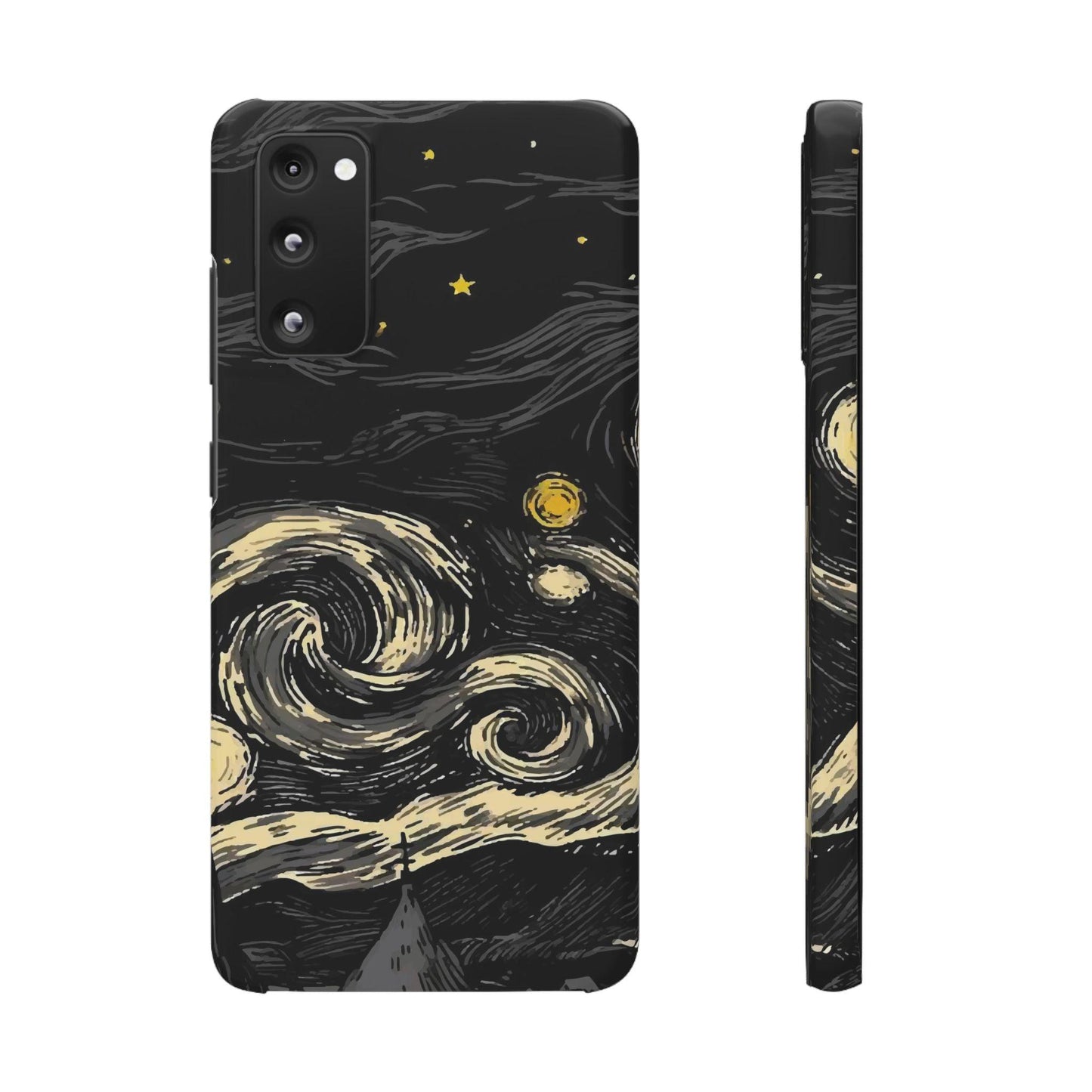 Samsung Clear Silicone Phone Case Black Sky Moon And Stars Pattern