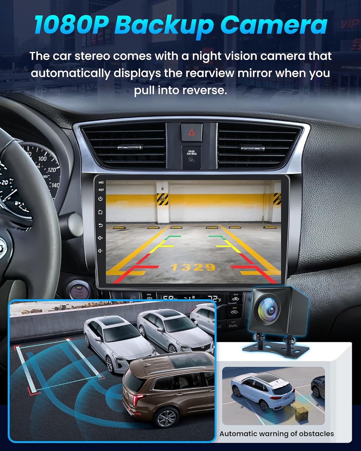 Upgrade Stereo for Nissan Sentra Radio 2013-2017: 10Inch HD Touchscreen Stereo with Wireless Carplay Android Auto Support 5G WiFi GPS Bluetooth FM SWC Mirror Link 1080P Backup Camera