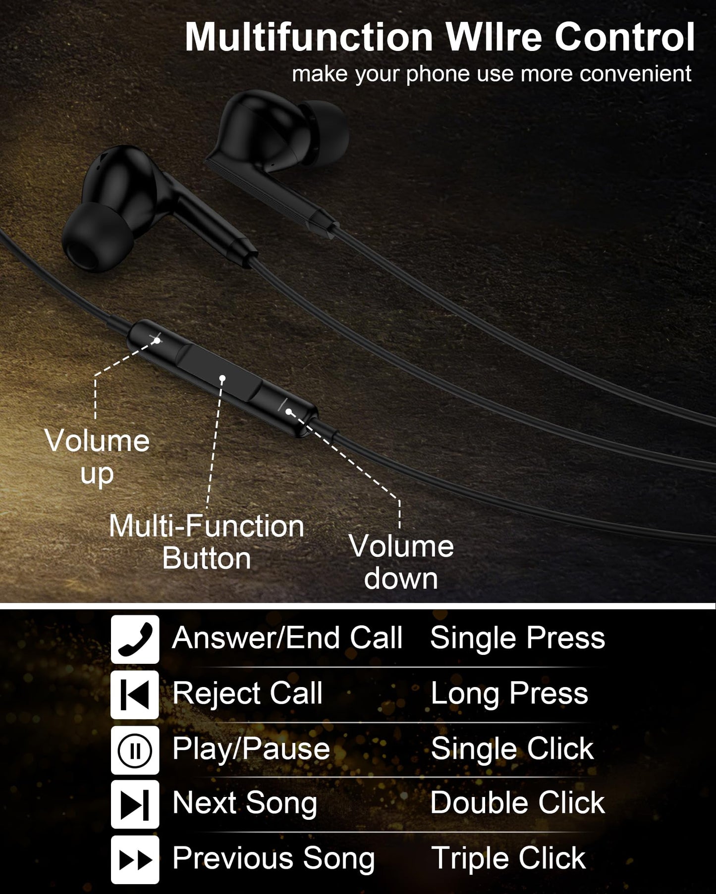 USB-C Wired Earbuds with Mic – Type C Earphones for iPhone 17/16/15, Samsung Galaxy S26/S25/S24 & Android