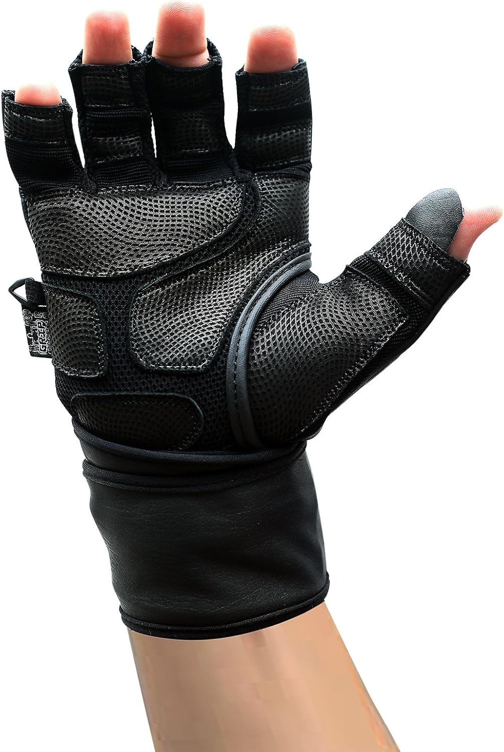 Epic Leather Gym Gloves with Built in 2" Wide Wrist Wraps Best Grip & Design for Weightlifting Power Lifting Bodybuilding & Strength Training Workout Exercises (Black, Medium 7 5/8" - 8")