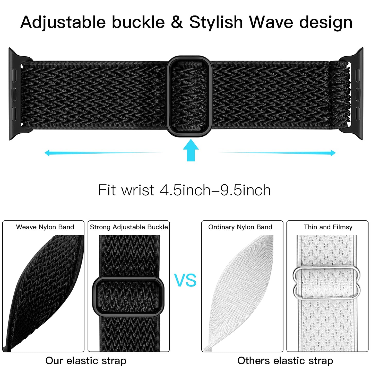 Apple Watch Elastic Nylon Band — Stretchy Solo Loop for Series 1-11, SE & Ultra 38mm-49mm
