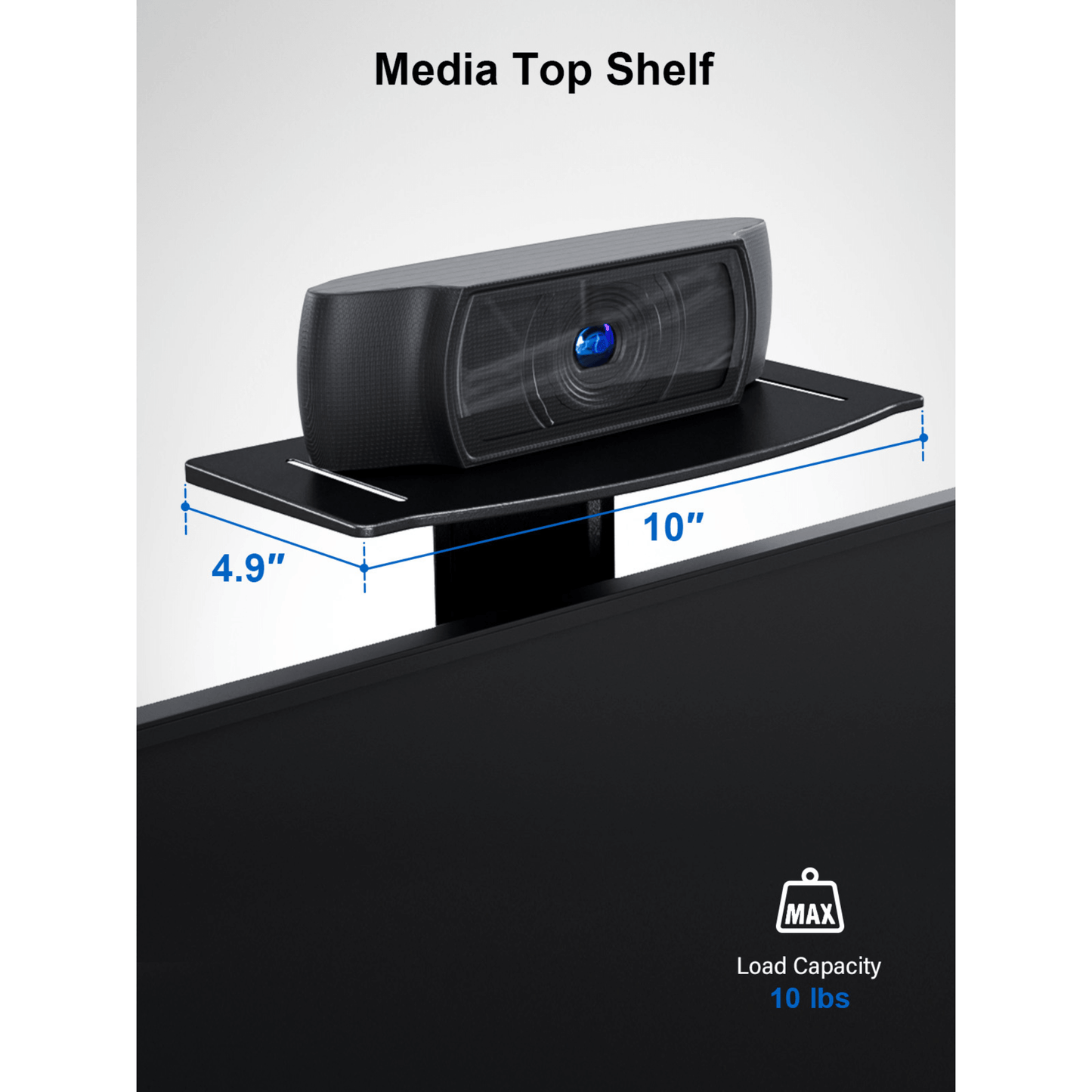 ErgoAV Movable Height-Adjustable Cart with Camera Shelf for TVs 43" to 70"