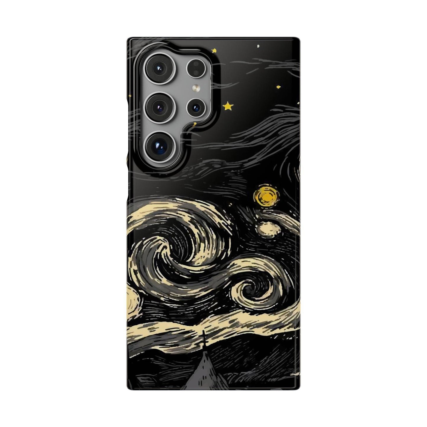 Samsung Clear Silicone Phone Case Black Sky Moon And Stars Pattern