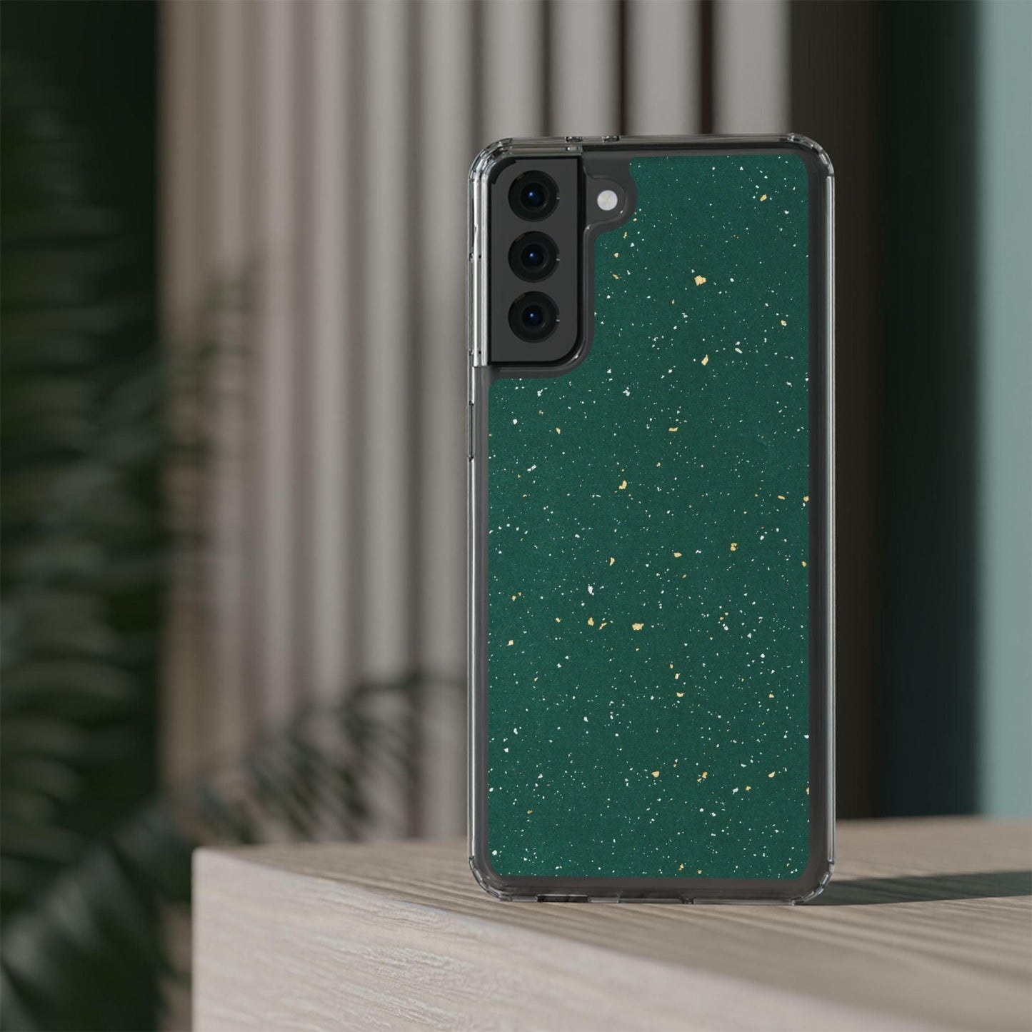 Clear Cases Green with Glitter