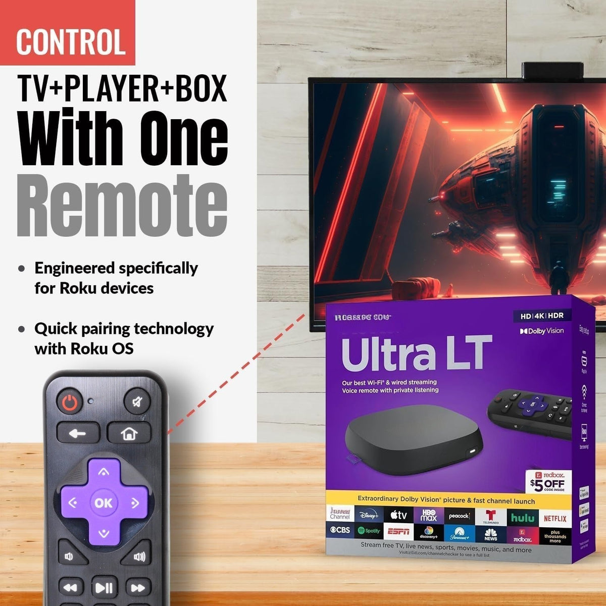 Roku RC-ALIR Express Streaming Remote Control | Netflix | Disney + | Hulu | Sling - 3226000830