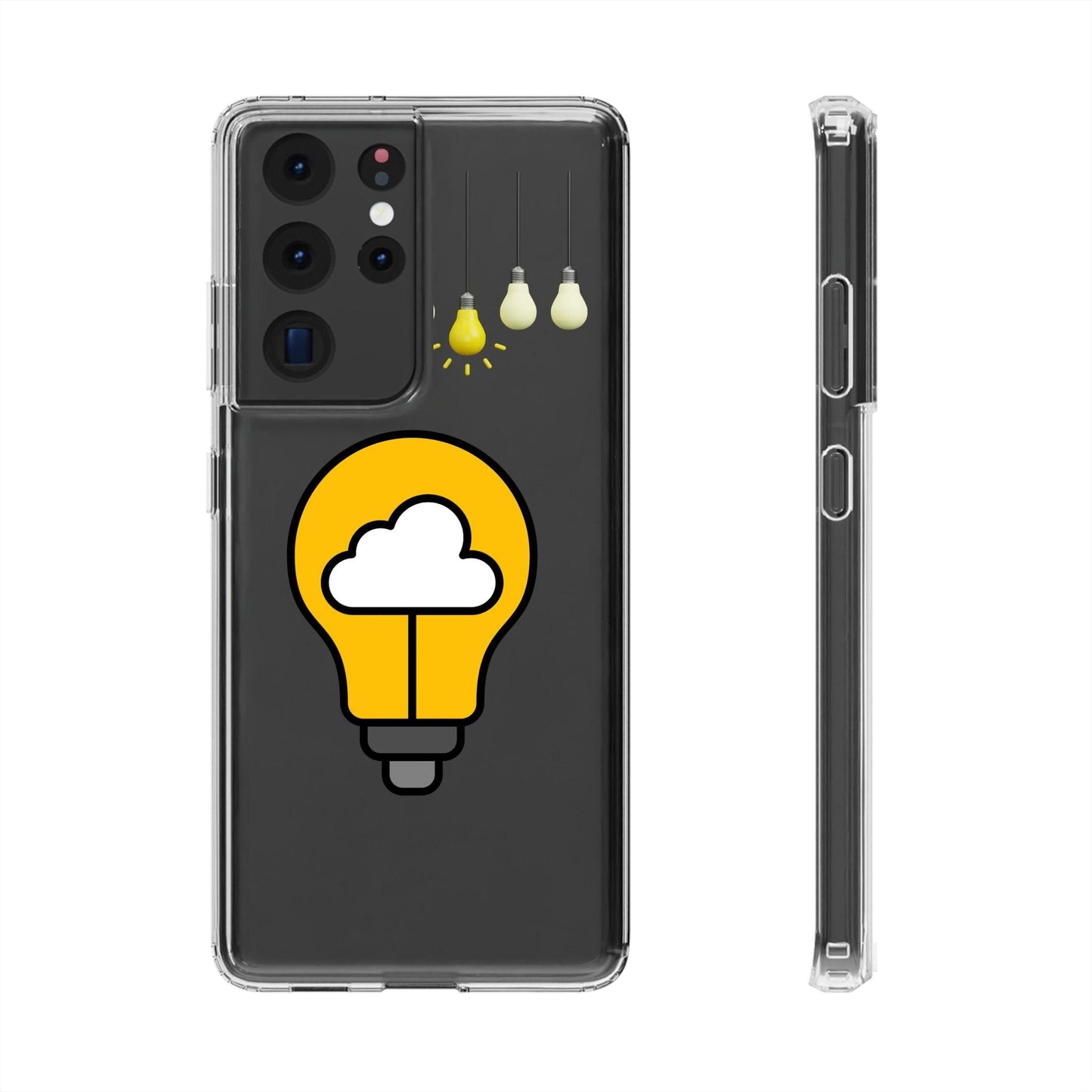 Clear Cases Bulbs with Light Representing Ideas