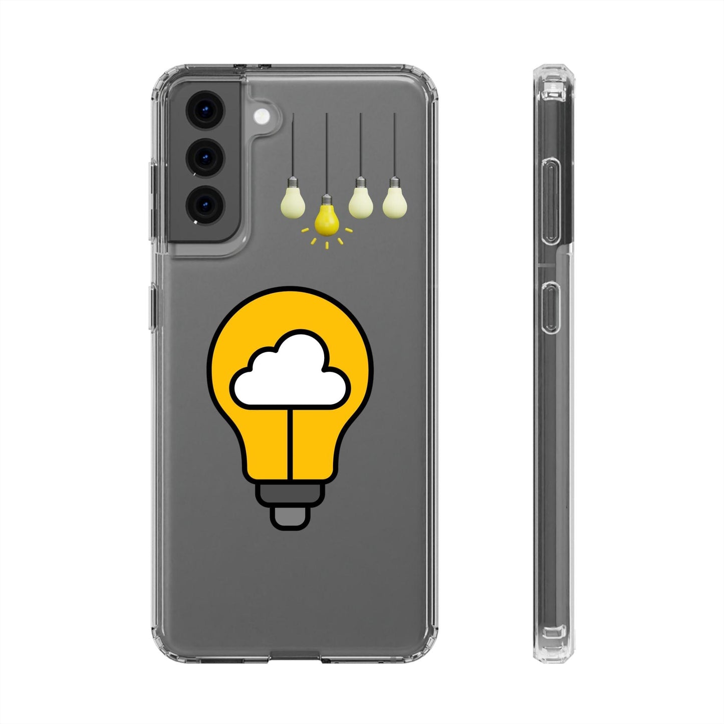 Clear Cases Bulbs with Light Representing Ideas