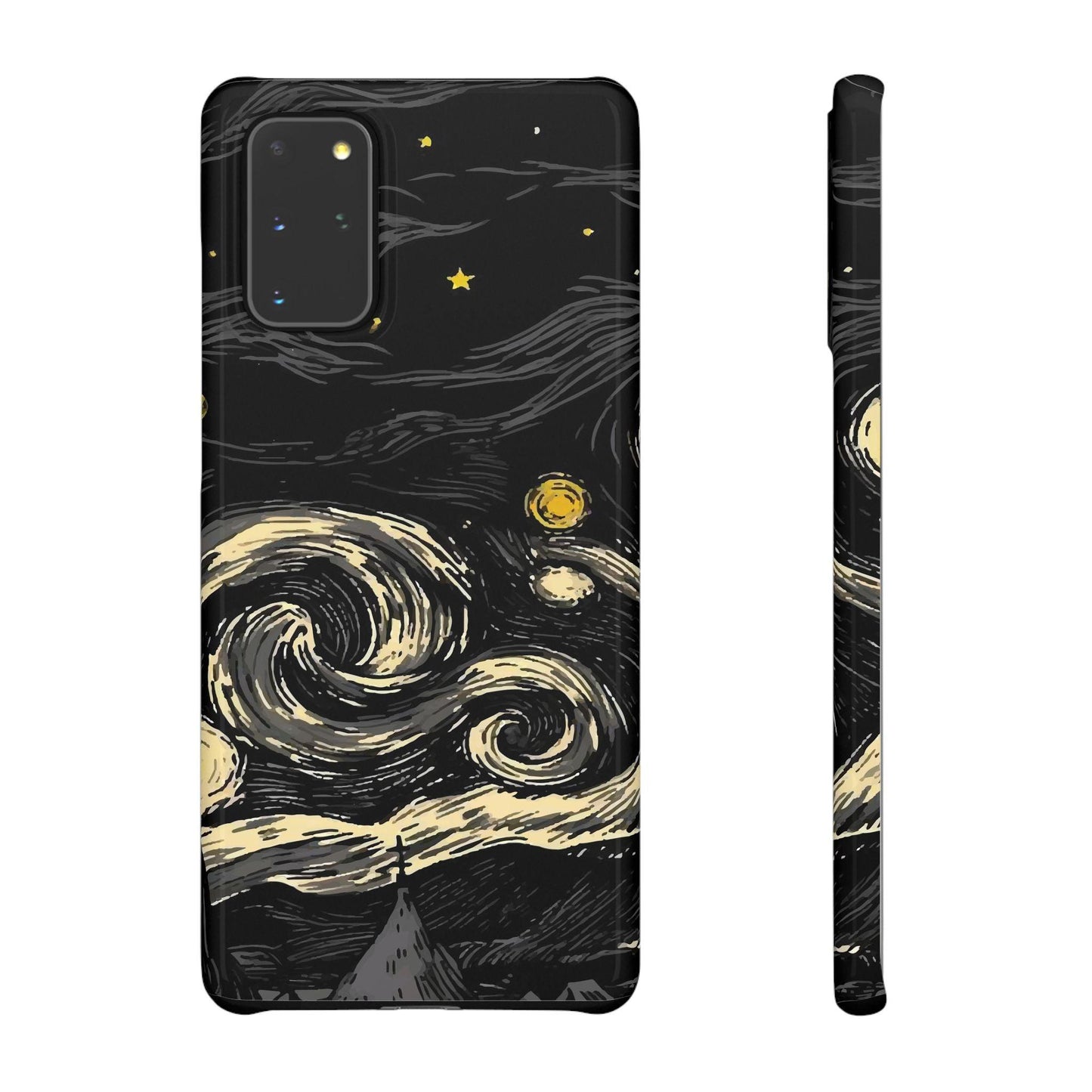 Samsung Clear Silicone Phone Case Black Sky Moon And Stars Pattern