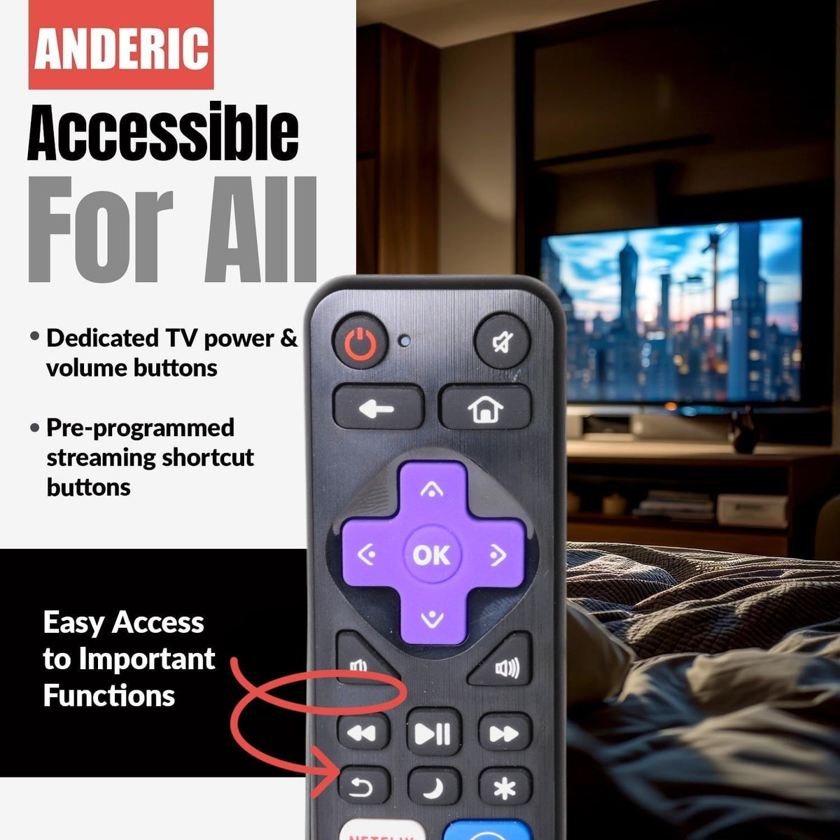 Roku RC-ALIR Express Streaming Remote Control | Netflix | Disney + | Hulu | Sling - 3226000830