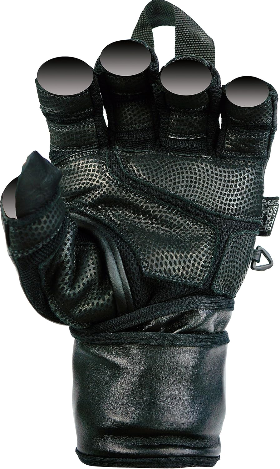 Epic Leather Gym Gloves with Built in 2" Wide Wrist Wraps Best Grip & Design for Weightlifting Power Lifting Bodybuilding & Strength Training Workout Exercises (Black, Medium 7 5/8" - 8")