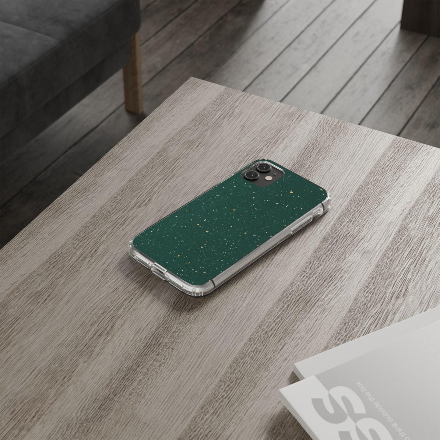 Clear Cases Green with Glitter