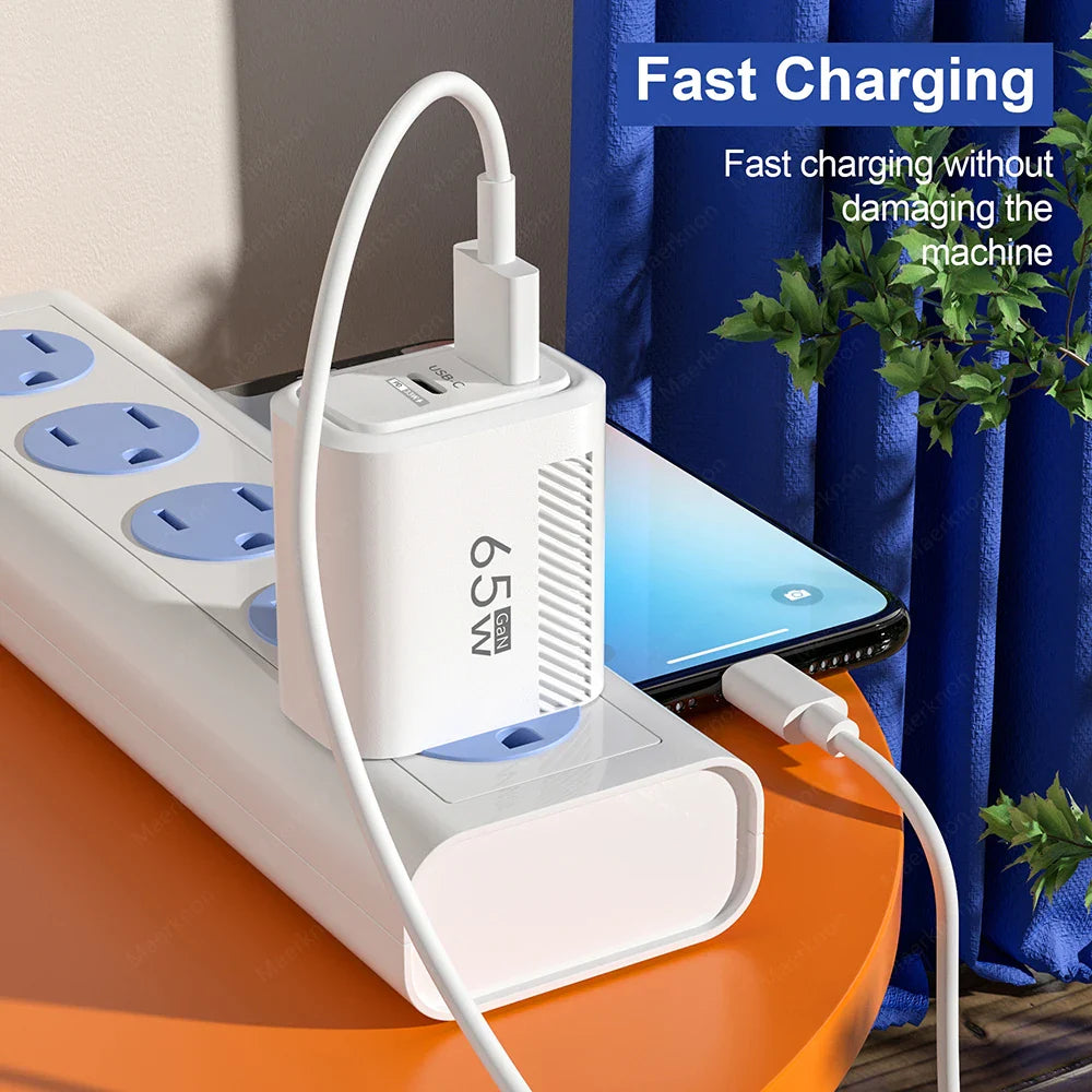 Total 65W Fast Charger USB Type C Quick Charge Wall Charger For iPhone 15 Samsung Xiaomi Huawei PD Phone Charger Power Adapter