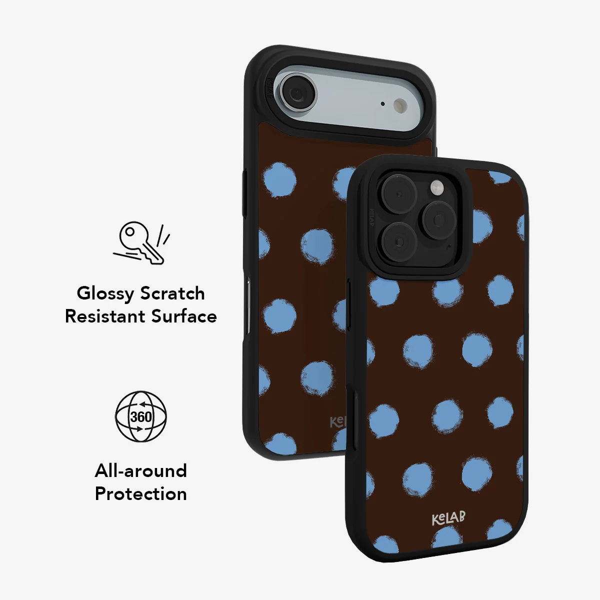 Blueberry Espresso | Brown Blue Polka Dot Phone Case
