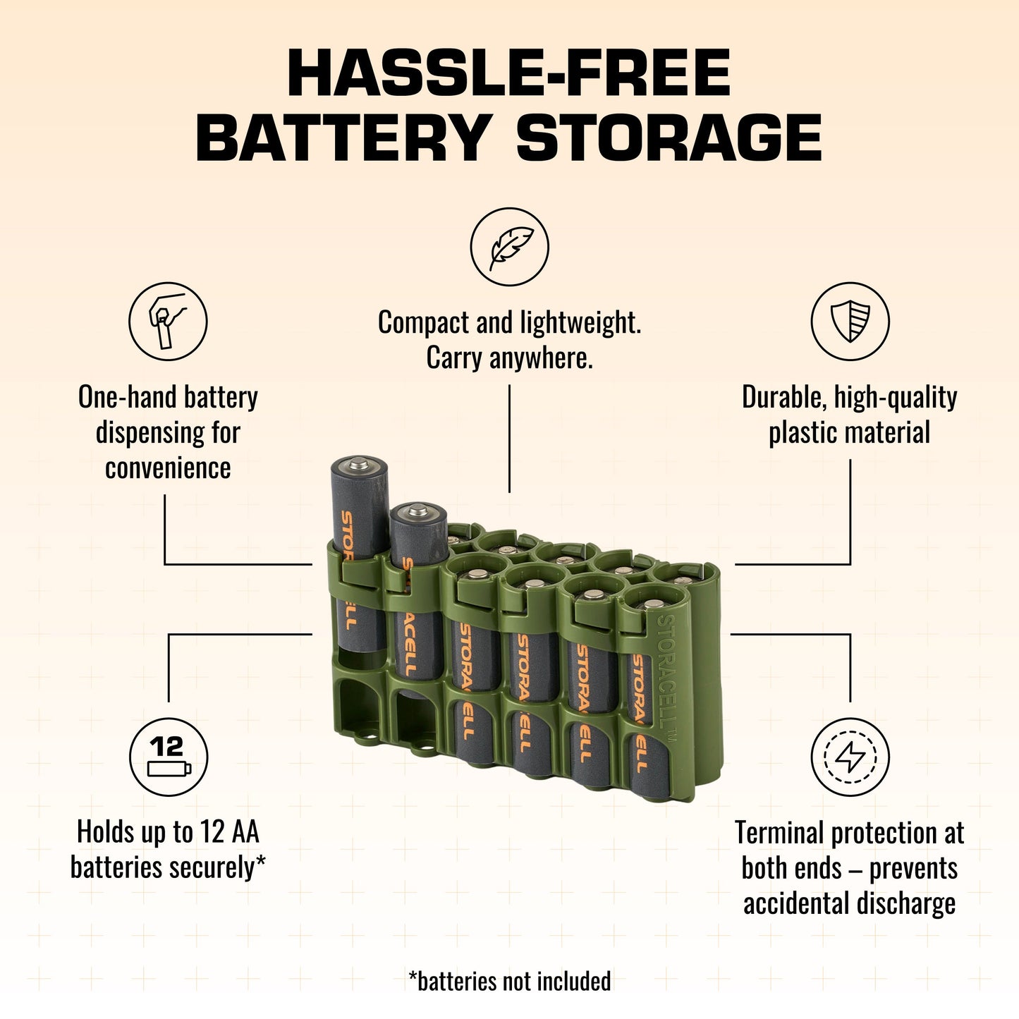 12 AA Pack Battery Caddy (Military Green)