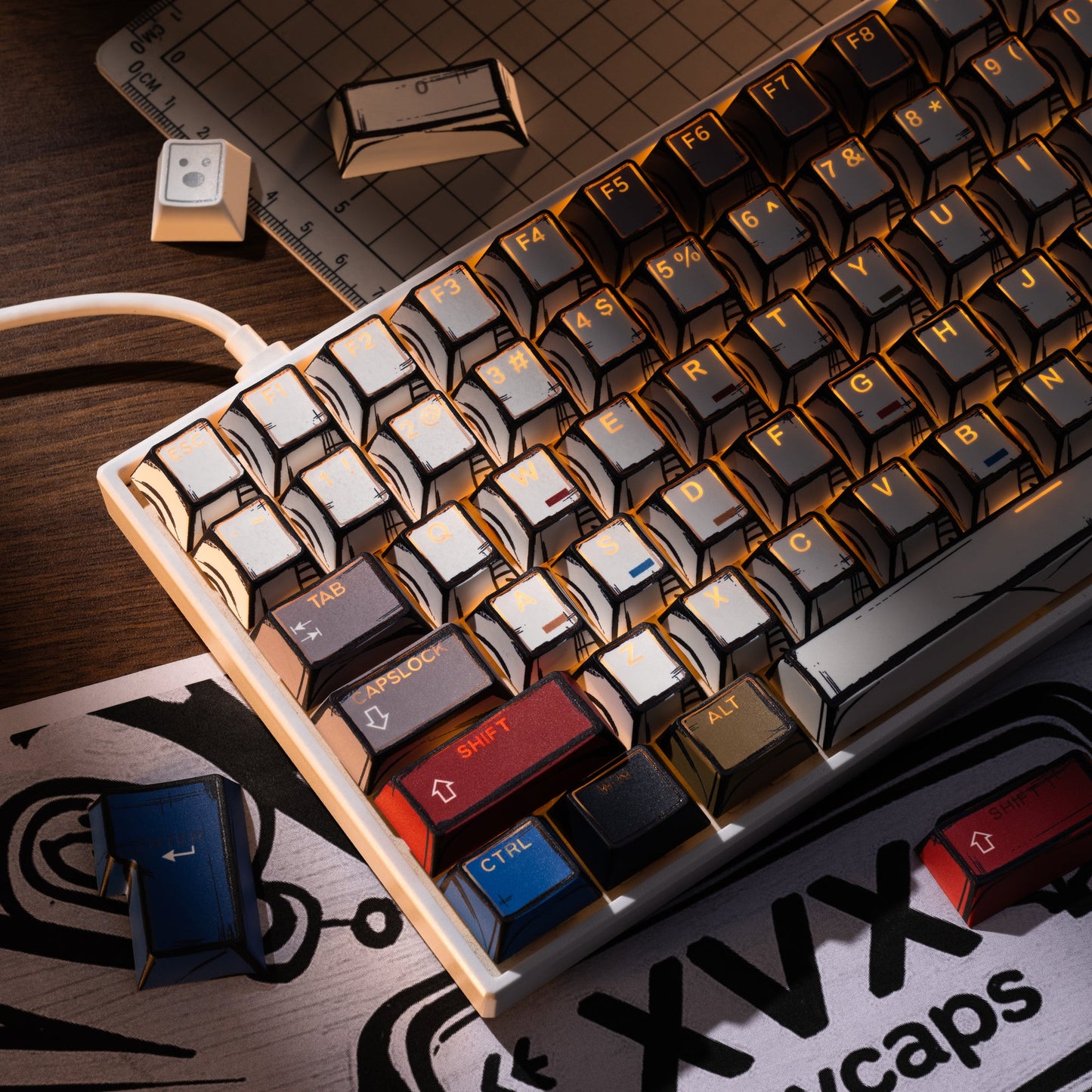 XVX PRISM Shine-Through Double-Shot Cherry Profile PBT Keycap Set 142-key