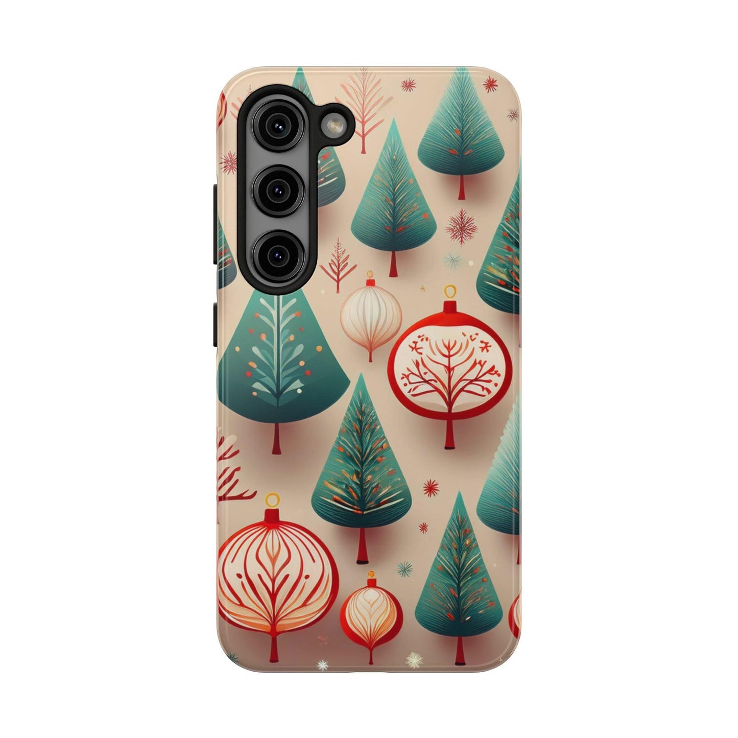 Samsung Green Christmas Tree with Pink Effect Tough Phone Case – Durable Protection, Festive Holiday Design