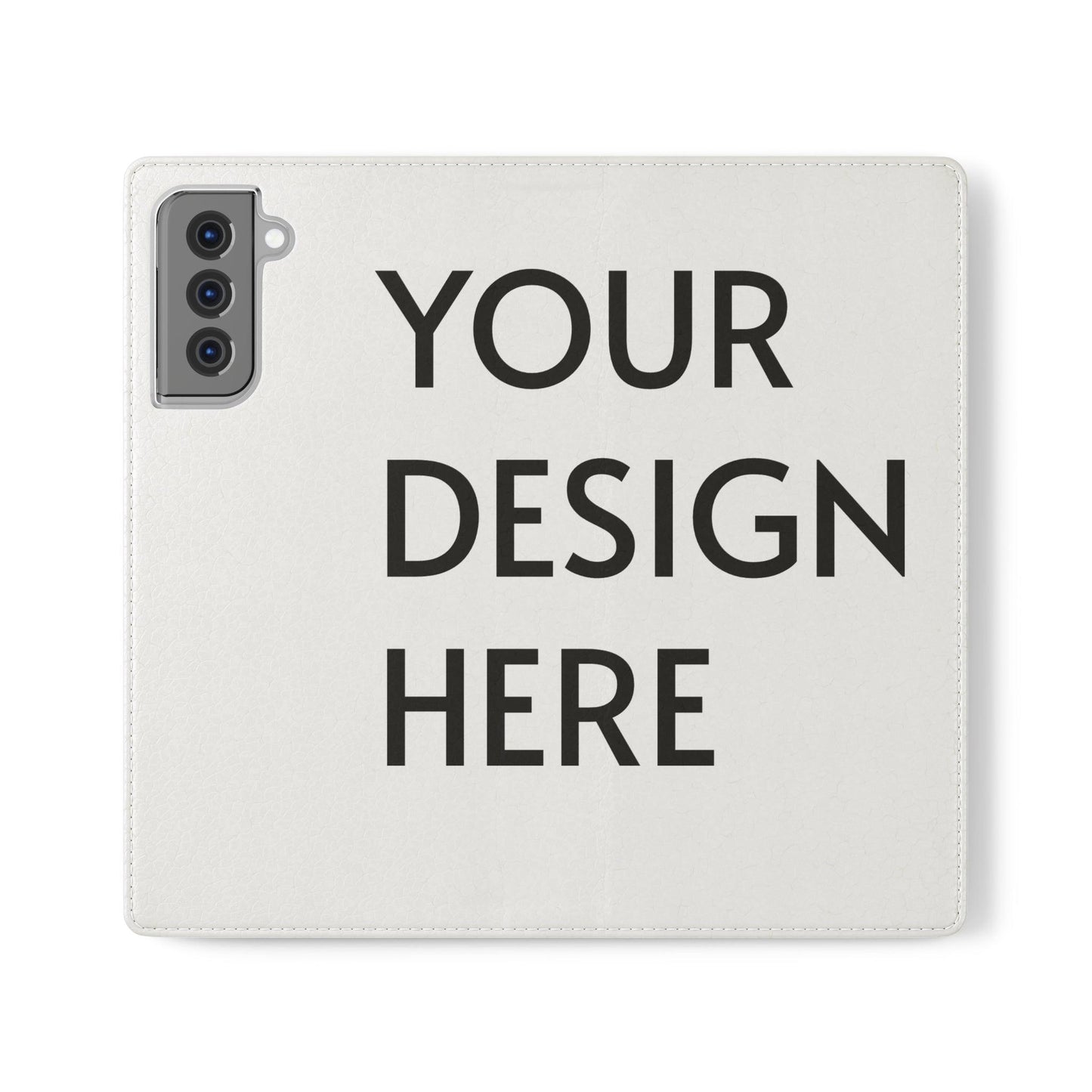 Custom Flip Case for Samsung – Faux Vegan Leather with Elastic Fastening, Card & Cash Pockets, Stand Feature, Durable Polycarbonate Shell