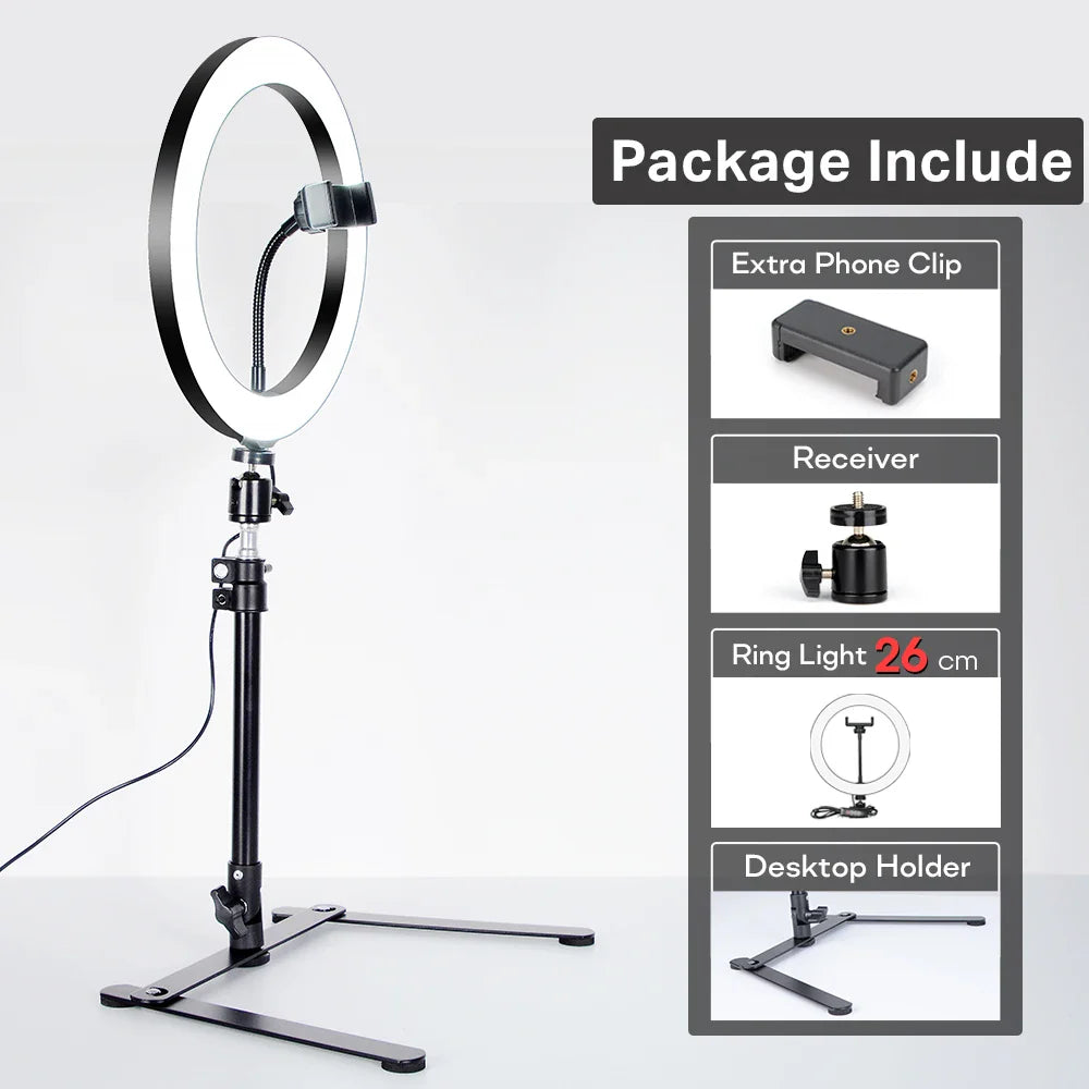 Selfie Ring Light Photography Light LED Lamp With Tripod For Phone Holder Stand Accessories Lamp For Photo Live Video Streaming