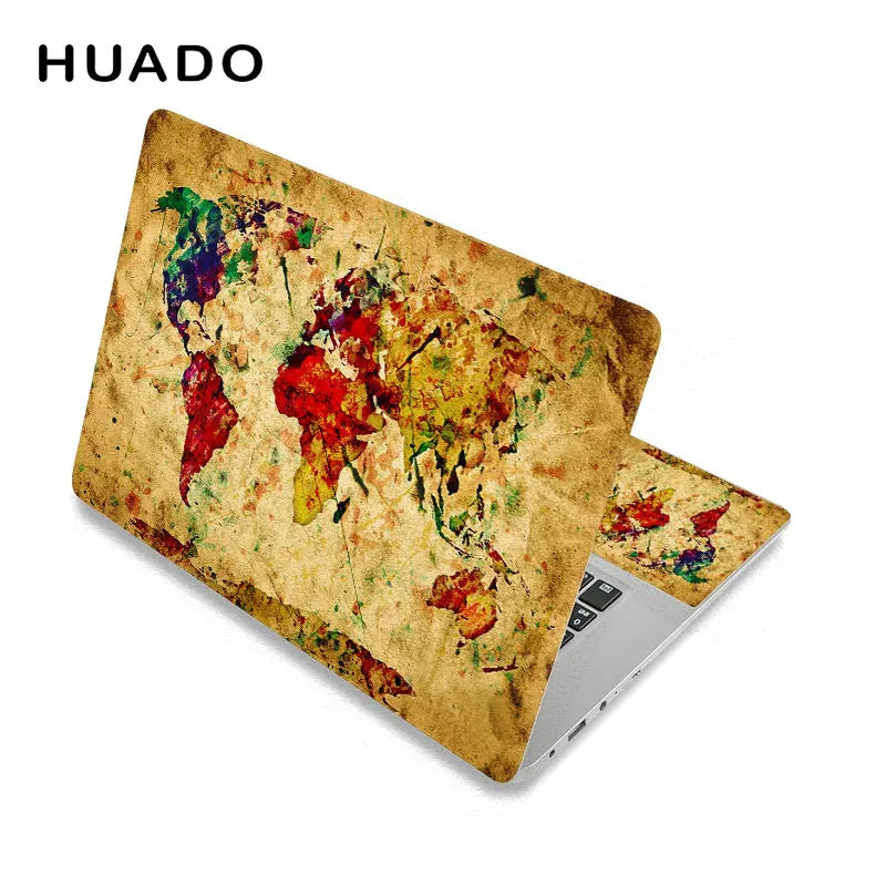 World Map Laptop Sticker 17" Vinyl Notebook Skin 15.6" 15" Decal 12"14" Computer Sticker Cover for Macbook/Asus/HP/Lenovo