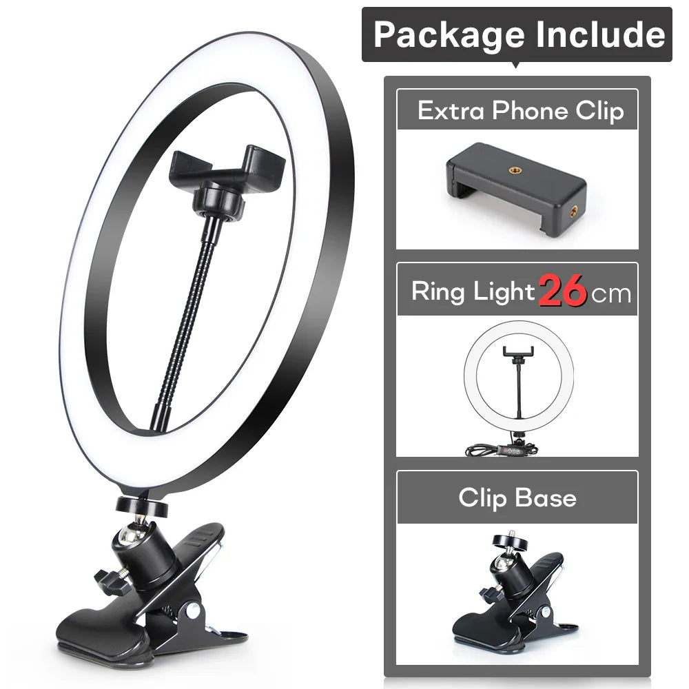Selfie Ring Light Photography Light LED Lamp With Tripod For Phone Holder Stand Accessories Lamp For Photo Live Video Streaming
