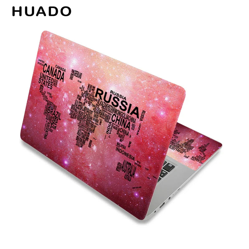 World Map Laptop Sticker 17" Vinyl Notebook Skin 15.6" 15" Decal 12"14" Computer Sticker Cover for Macbook/Asus/HP/Lenovo