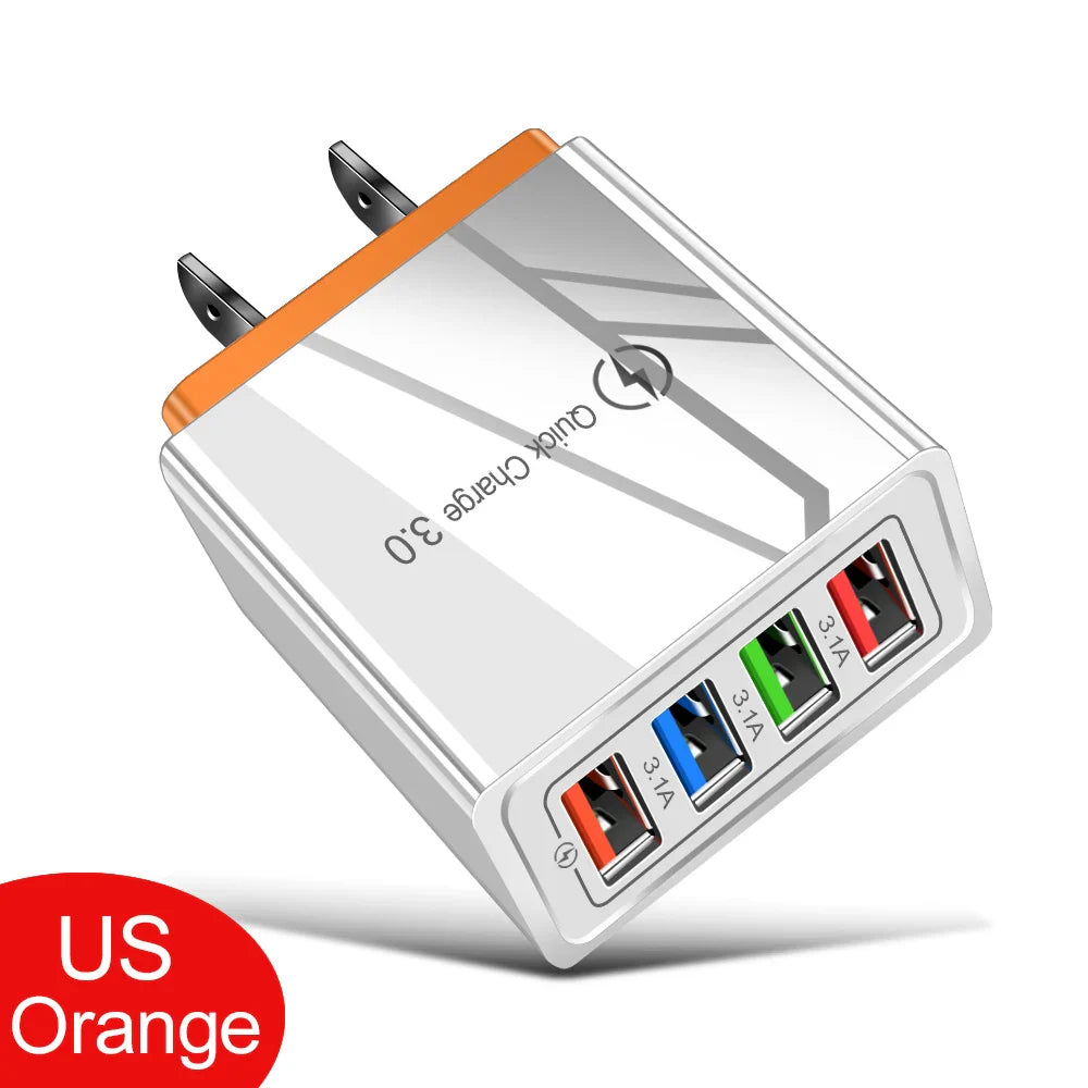 For iPhone 14 USB Charger Quick Charge 3.0 For Samsung Xiaomi mi Tablets Mobile Phone Charger Adapter EU/US Plug Fast Charging