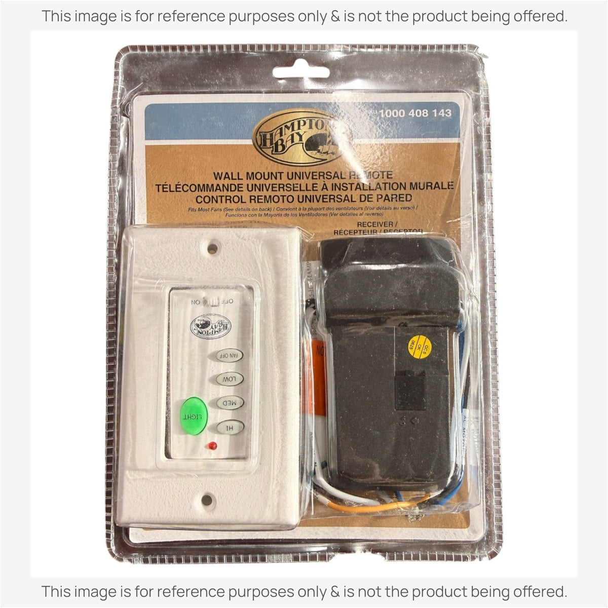 Hampton Bay Universal 3-Speed Wall Plate Remote control Ceiling fan Kit | UC9050H Remote | UC7067RYAI Receiver - 1000408143