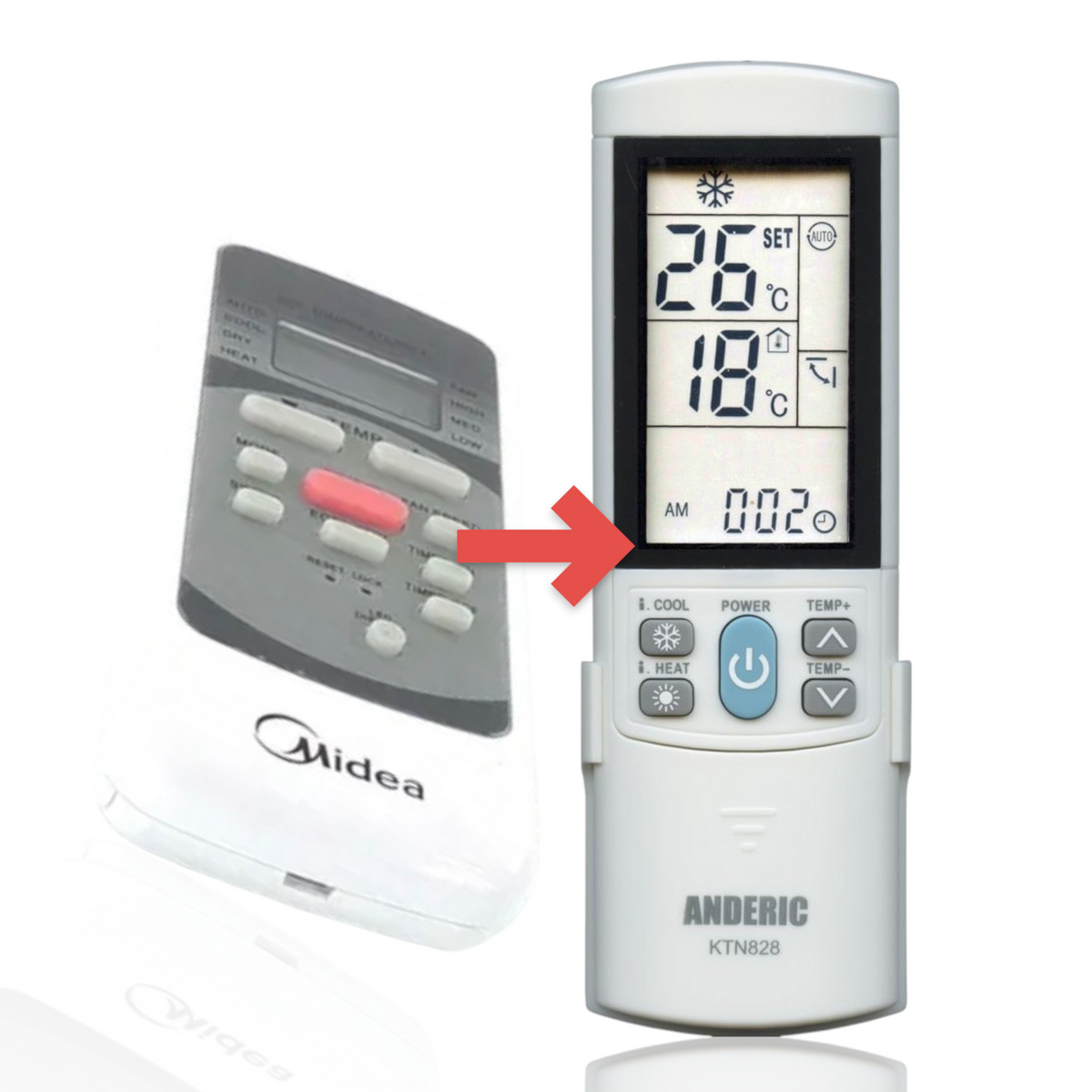 Midea 17317000A04167 Rg51b1/eu-02 Air Conditioner Remote Control