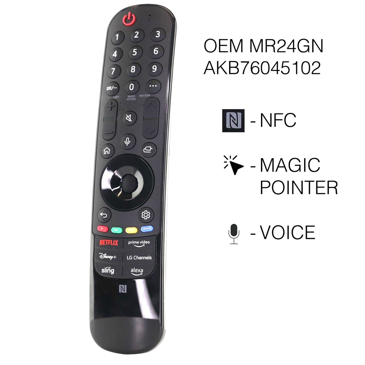 LG MR24GN Magic TV Remote Control | NFC | Voice | Netflix | Prime Video | Disney+ | Lg Channels | Sling | Alexa- AKB76045102