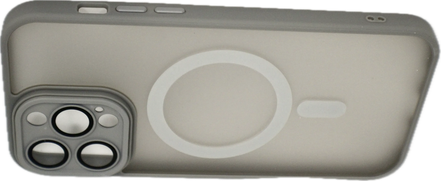 Magnetic Charging Case For Matte Armor Magnetic Wireless Charging Case For iPhone Shockproof Lens Protection Grey Matte