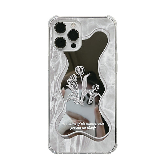 Cold wind flower mirror 16pro max apple iphone17 mobile phone case 15 sets 11 women 8plus suitable X