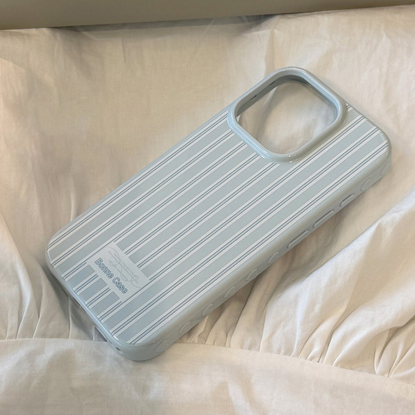 Silver bow holder Apple 16 mobile phone case iphone17 for 12 light luxury 15promax blue stripe 13 soft