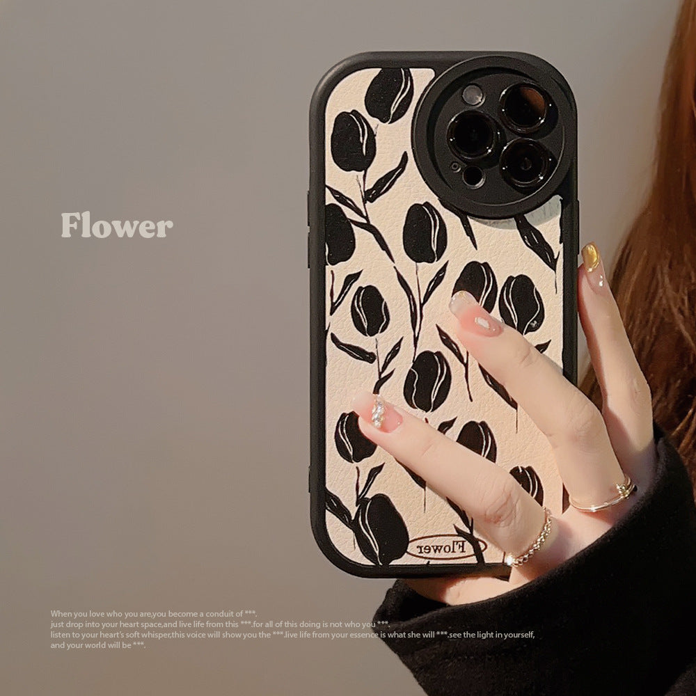 Cold wind tulip iPhone14Pro max for 13 iPhone case 15 Simple 11 Gen hair X Premium