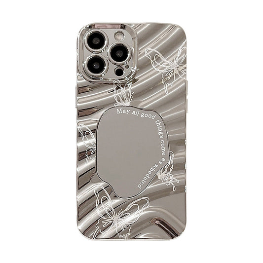 Butterfly mirror iPhone17 iPhone case electroplated silver 14promax premium sense 15 for 16 waves 11