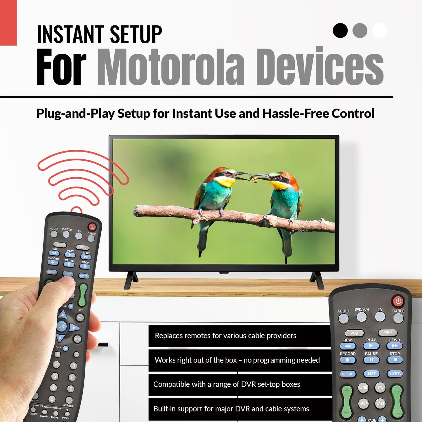 Anderic DRC800 DVR and Cable Box Remote Control for Motorola, Scientific Atlanta, and others