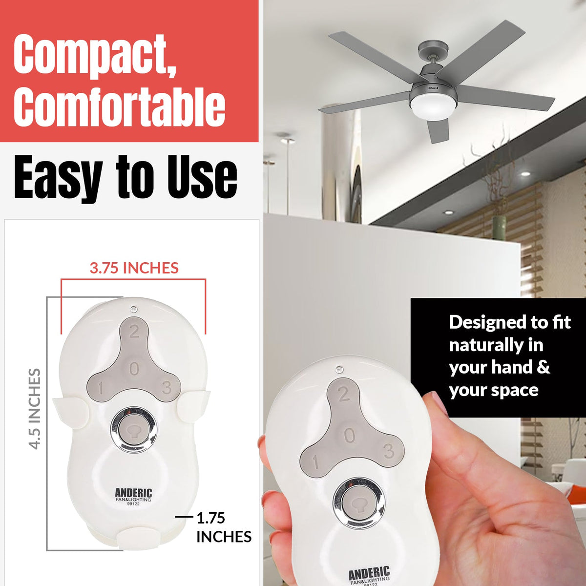 Hunter 99122 / IN2TX41 Ceiling Fan Remote Control - 99122
