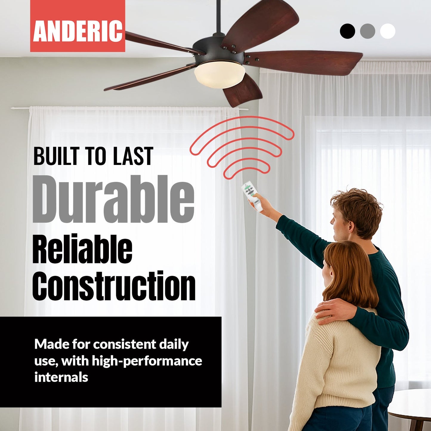 Anderic RR7078TUDL (UC7078T) Ceiling Fan Remote Control for Hampton Bay | CHQ7078T | Up Light | Down Light