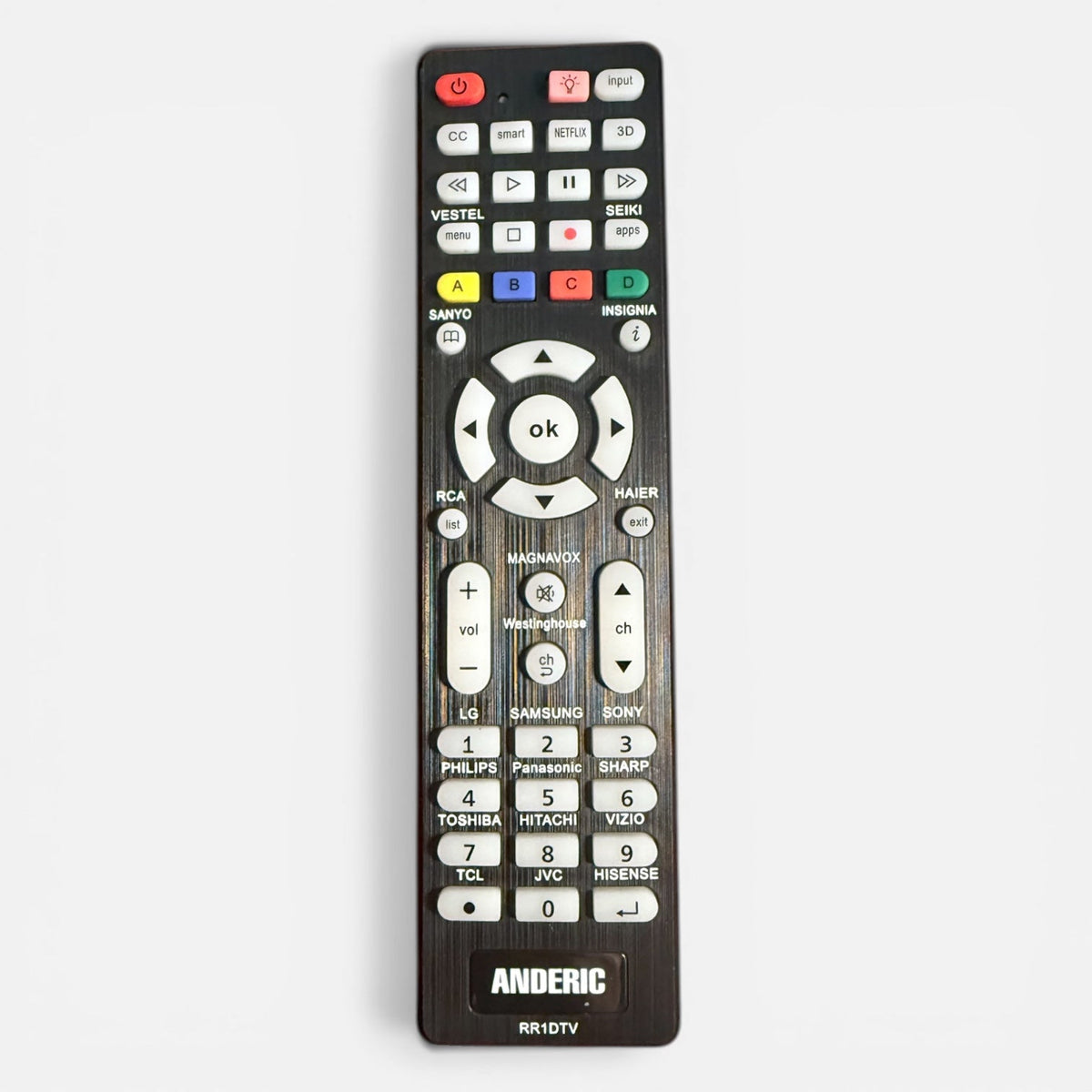 [3-Pack] Anderic RR1DTV Universal Smart TV Remote Control with Backlight and Quick Programming for All Brands