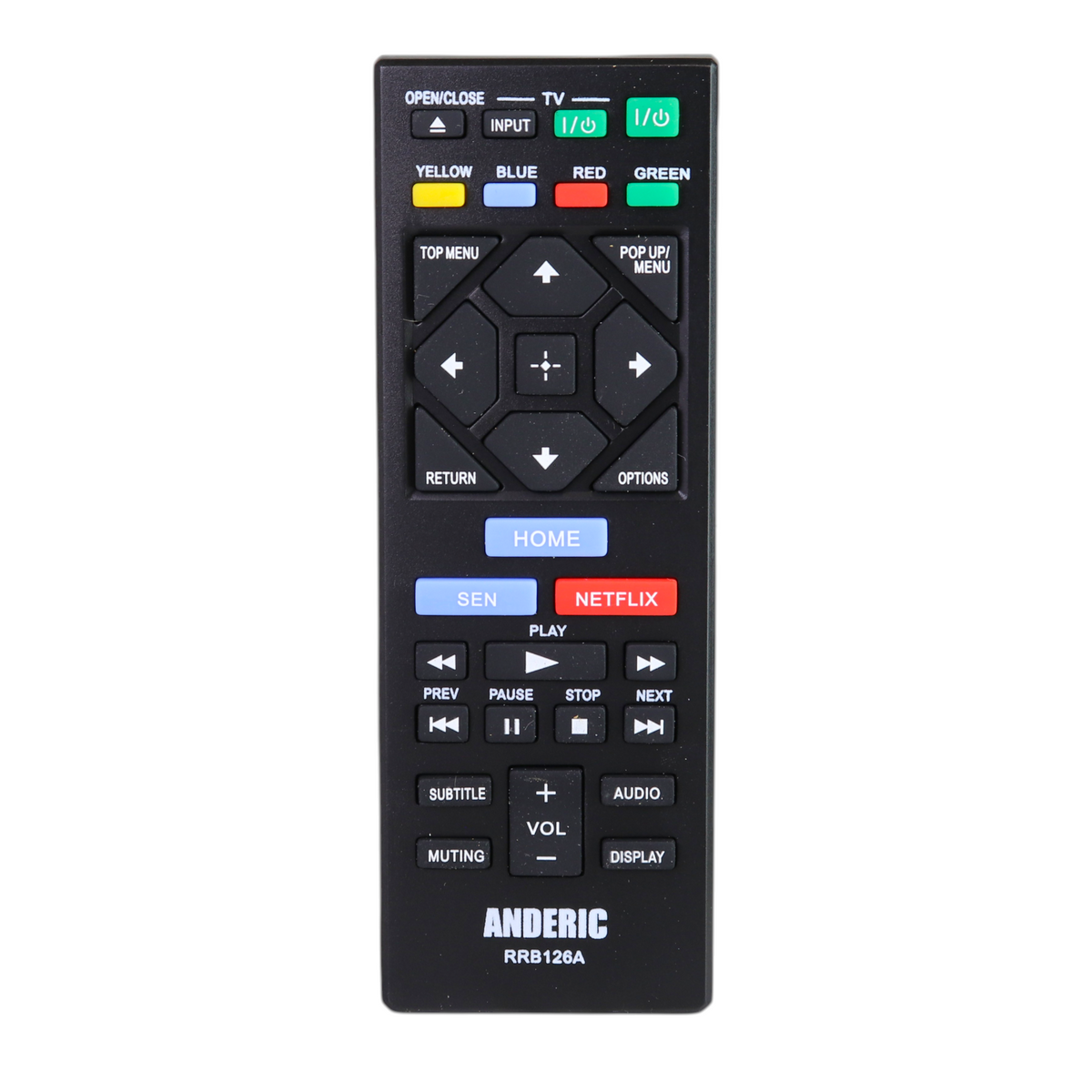 Anderic RRB126A Replacement Blu-ray Disc Player Remote Control for Sony RMT-B126A and Similar Models